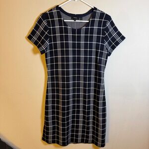 Theory Branteen JP Lustrate  Blue Plaid Knit Shift Dress Womens Large G0516708